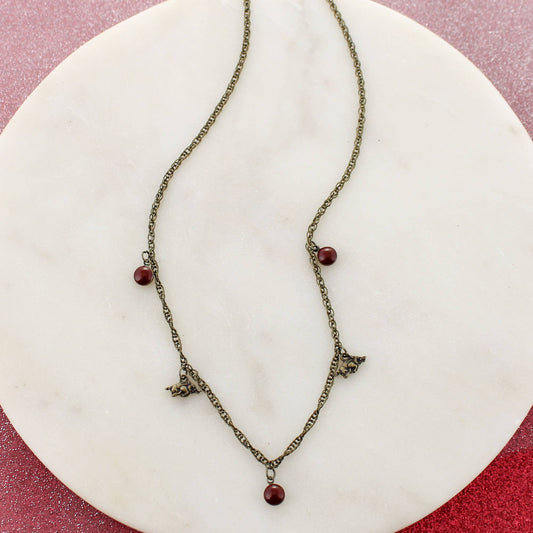 SBJ27 Arkansas Vintage Logo & Enamel Dot Necklace