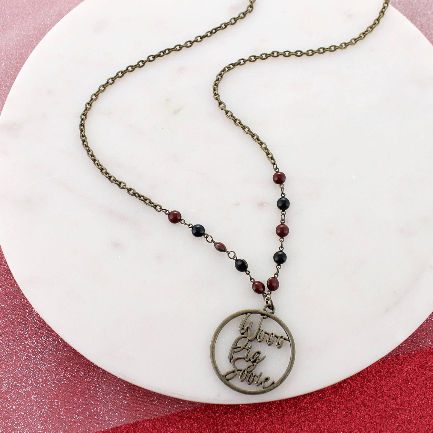 SBJ28 34” Arkansas Vintage Style Slogan Necklace