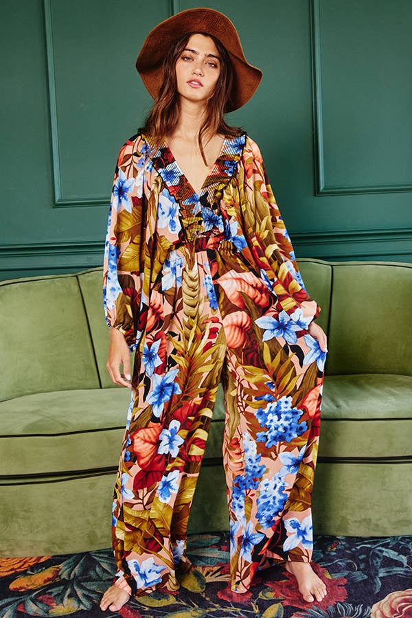 SB330 Floral Deep Vee Romper