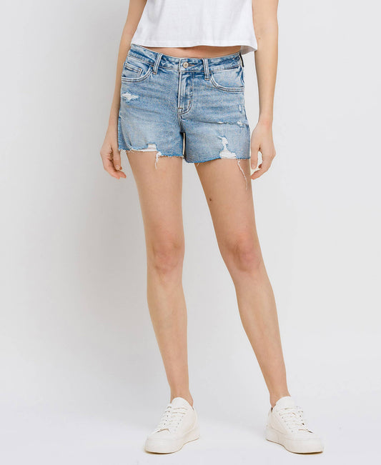 SB113 MID RISE RAW HEM SHORTS