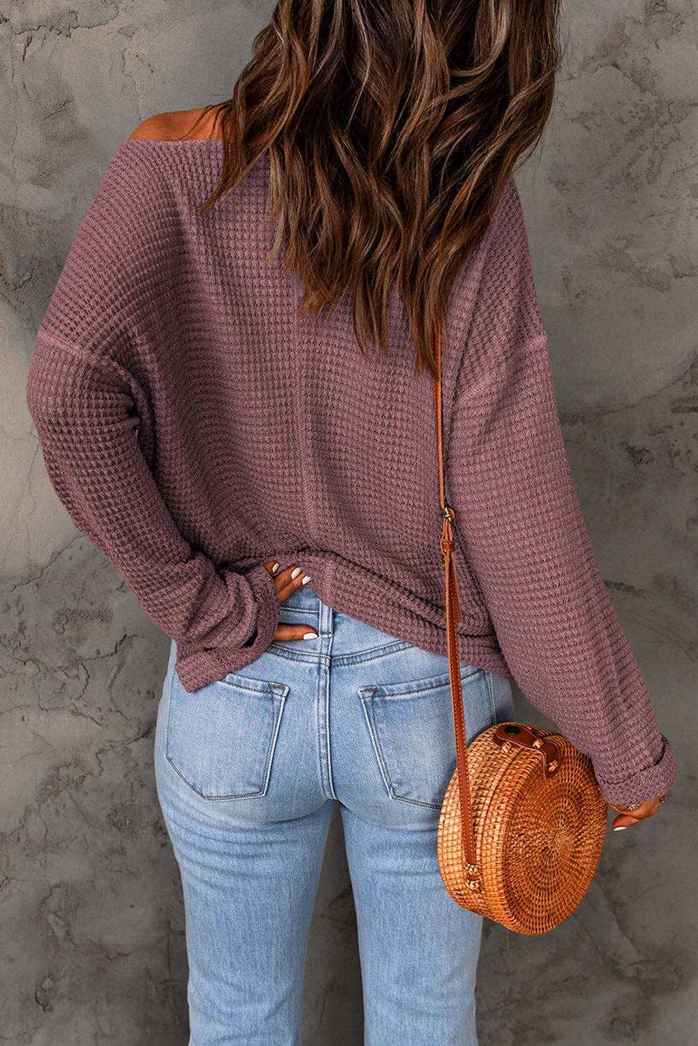 SB145 Waffle Knit Slouchy Top