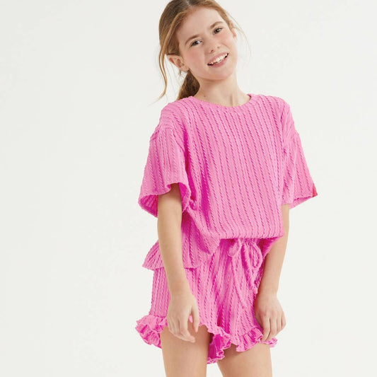 SBM2 Embossed Ribbed Knit Ruffle Set