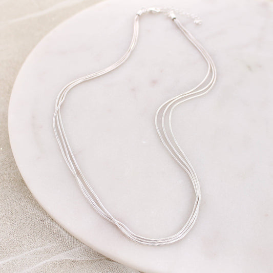 SBJ41 18" Silver 3-Strand Chain Necklace