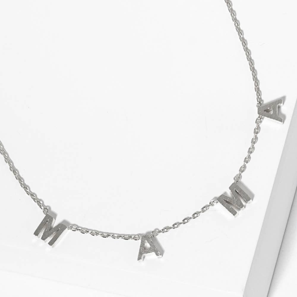 SB95 White Gold-Dipped MAMA Necklace