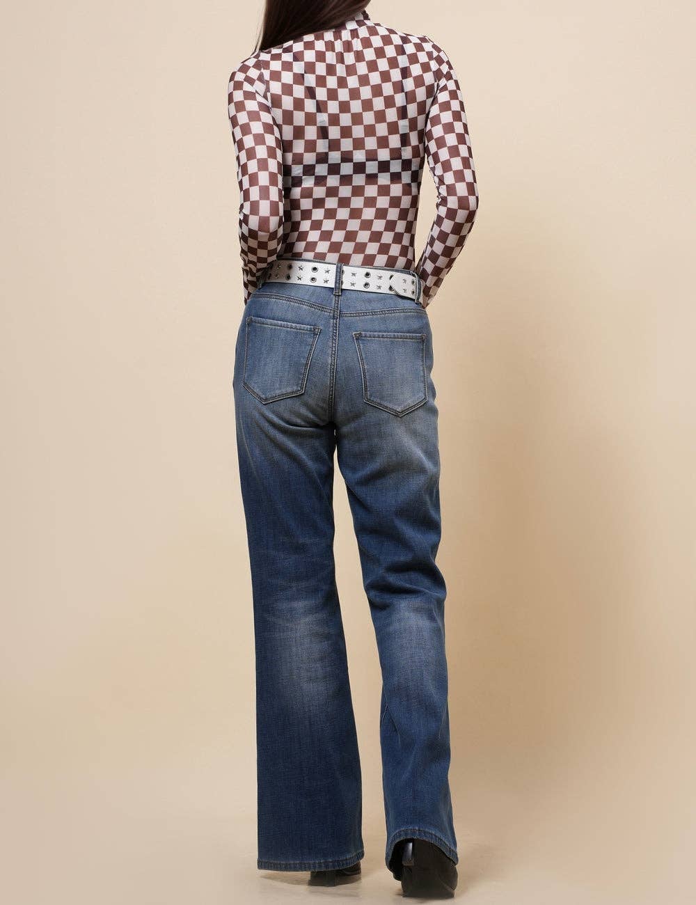 Sheer Grid Print Layering Bodysuit