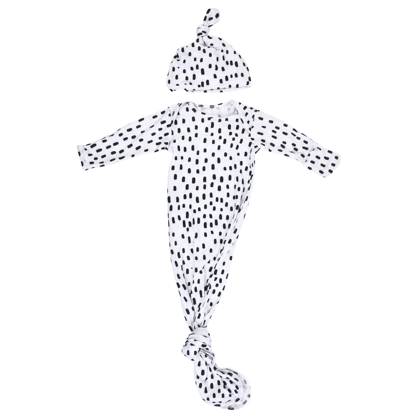 Black & White Poka Dot Knotted Infant Gown: Gown & Bow
