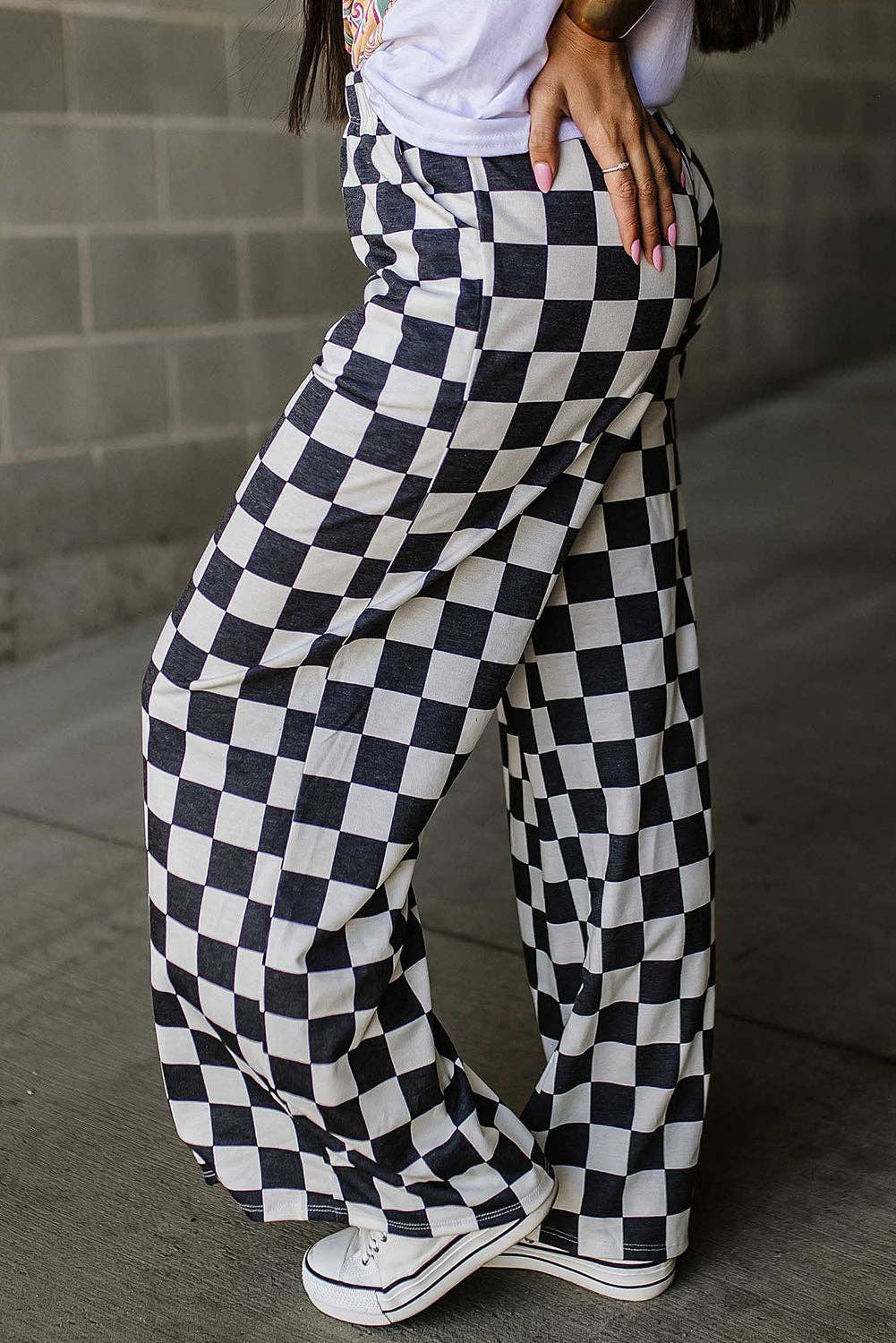 SB324 Checker Wide Leg Pants