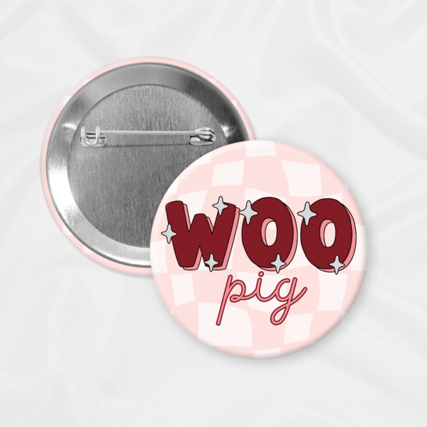 SBJ25 Arkansas Game Day Button | Woo Pig Star Doodle: 2.25”