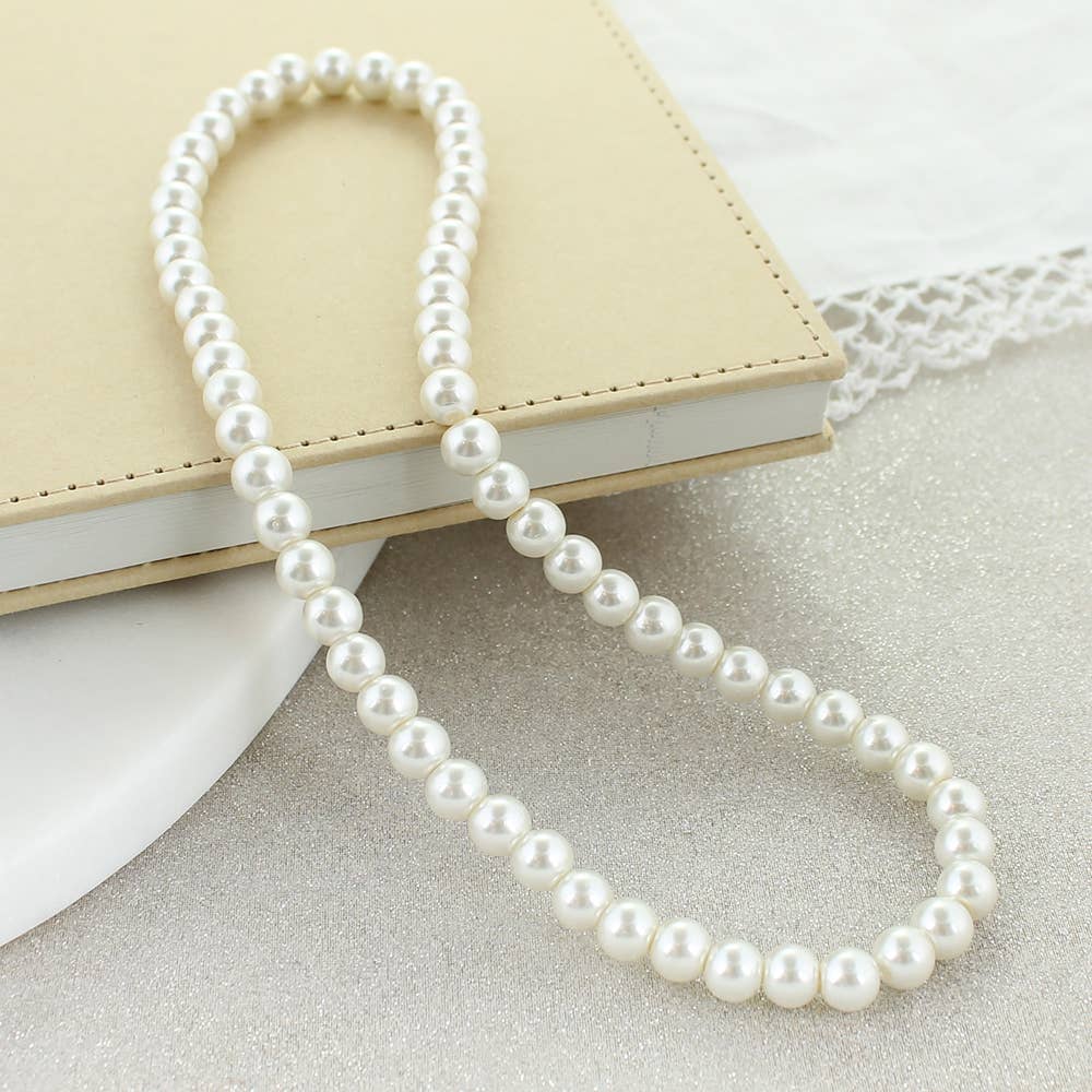 SBJ36 Pearl Stretch Necklace: 24"