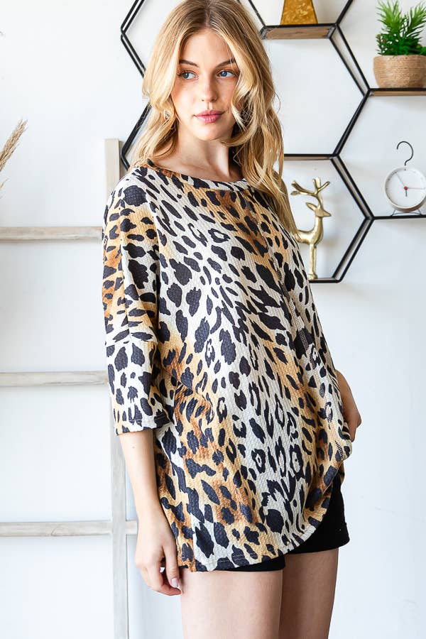 SBB9970 Ombre Animal Print Oversized Top