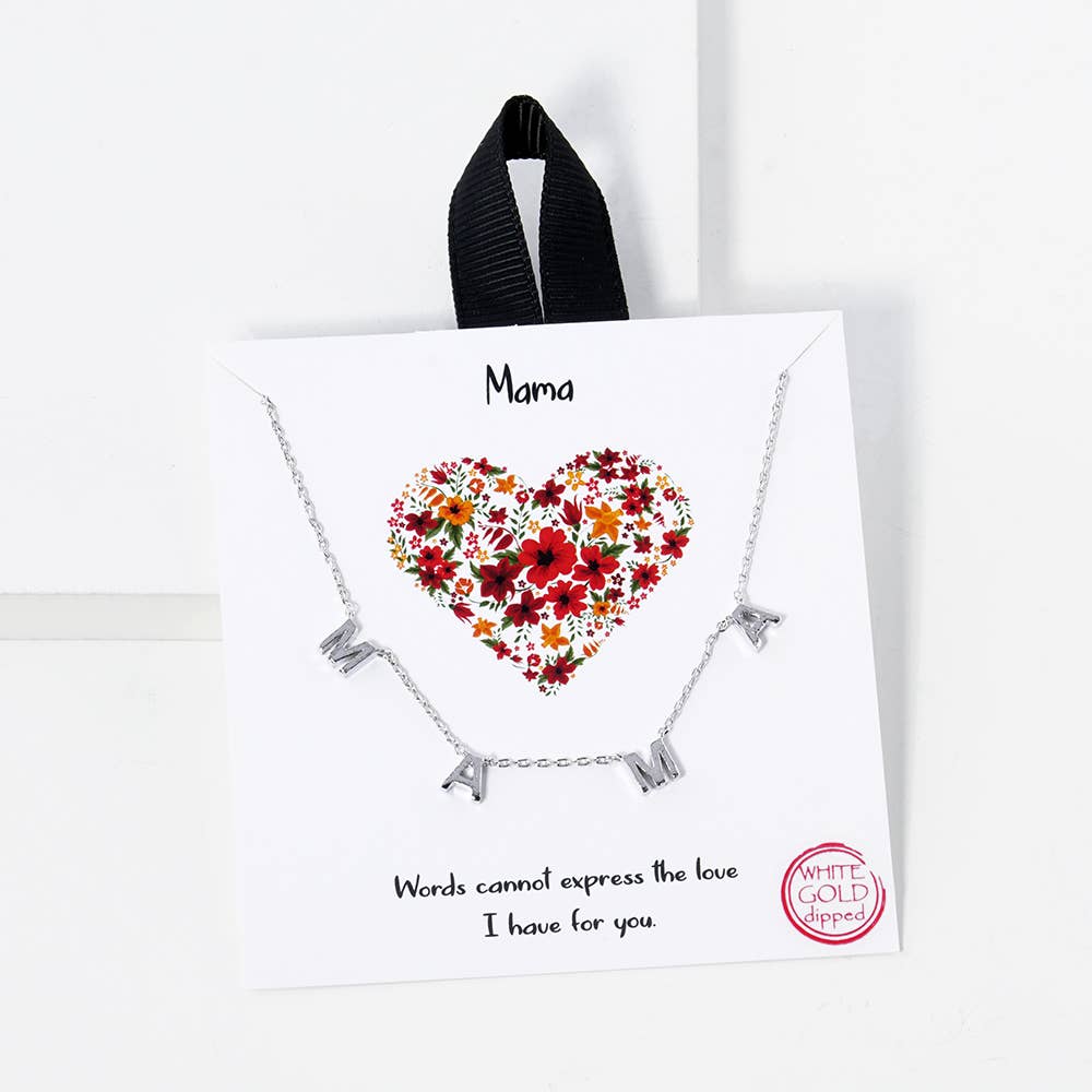 SB95 White Gold-Dipped MAMA Necklace