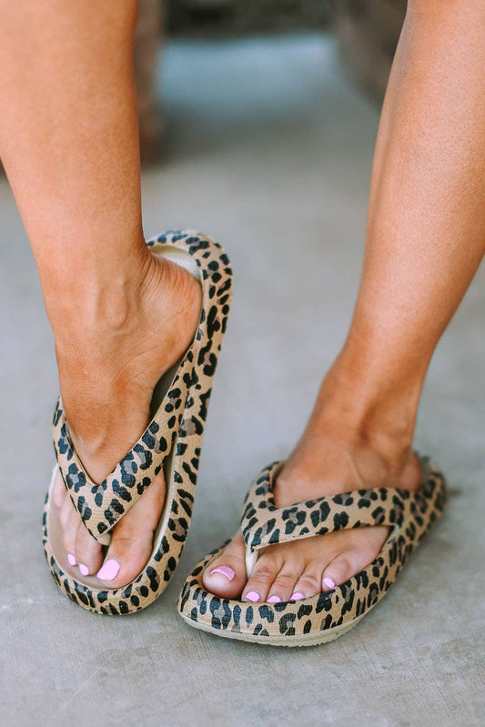 SB40 Leopard Print Thick Sole Flip Flops