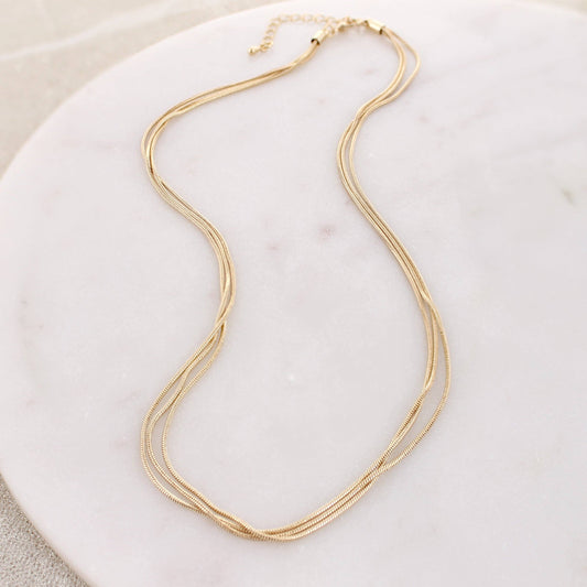 SBJ40 18" Gold 3-Strand Chain Necklace