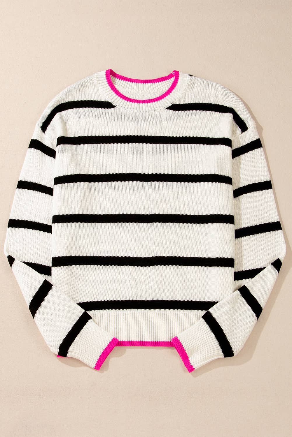 SB341 Stripe Color Contrast Sweater