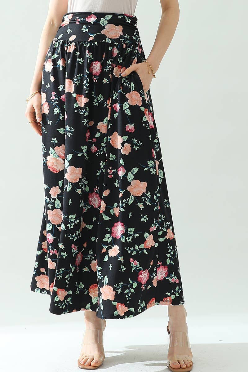 SB290 FLORAL PRINT MAXI SKIRT