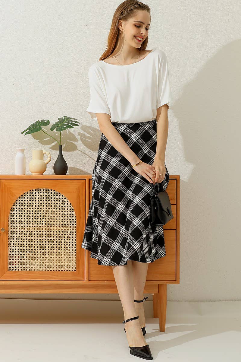 SB176 A-LINE MIDI LENGTH SKIRT