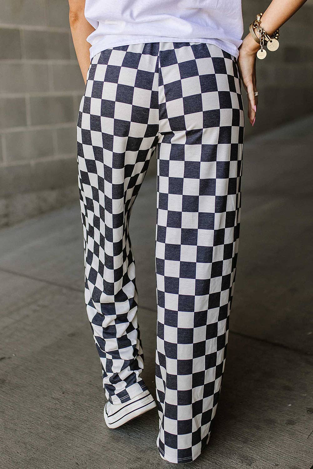 SB324 Checker Wide Leg Pants
