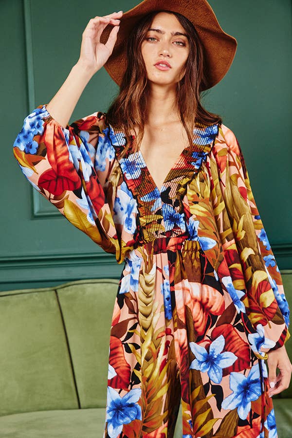 SB330 Floral Deep Vee Romper