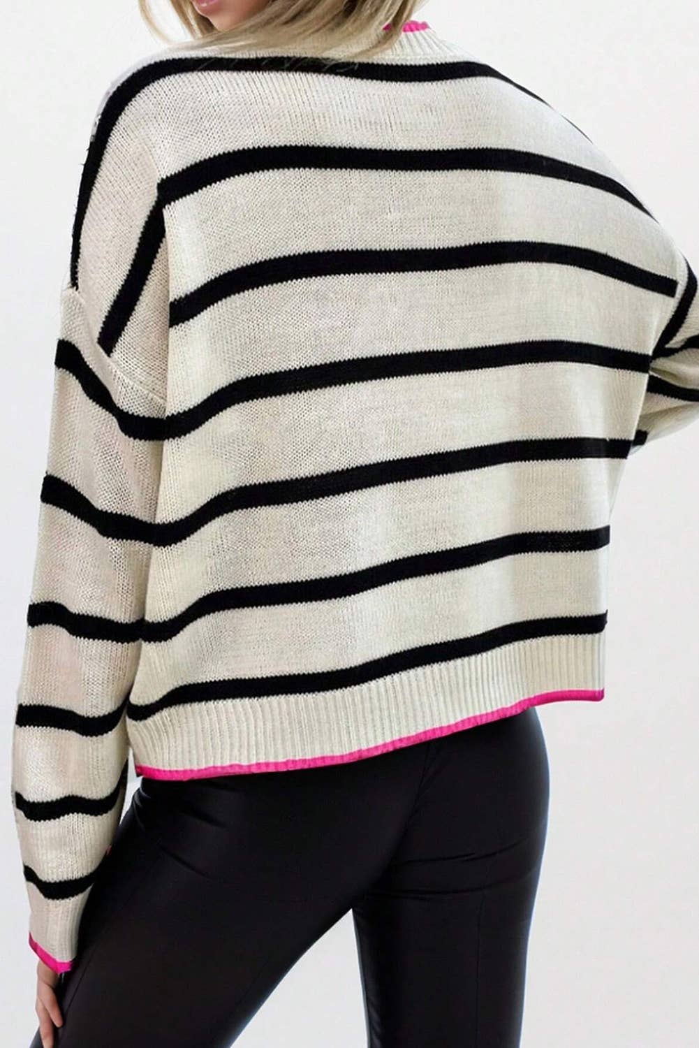 SB341 Stripe Color Contrast Sweater