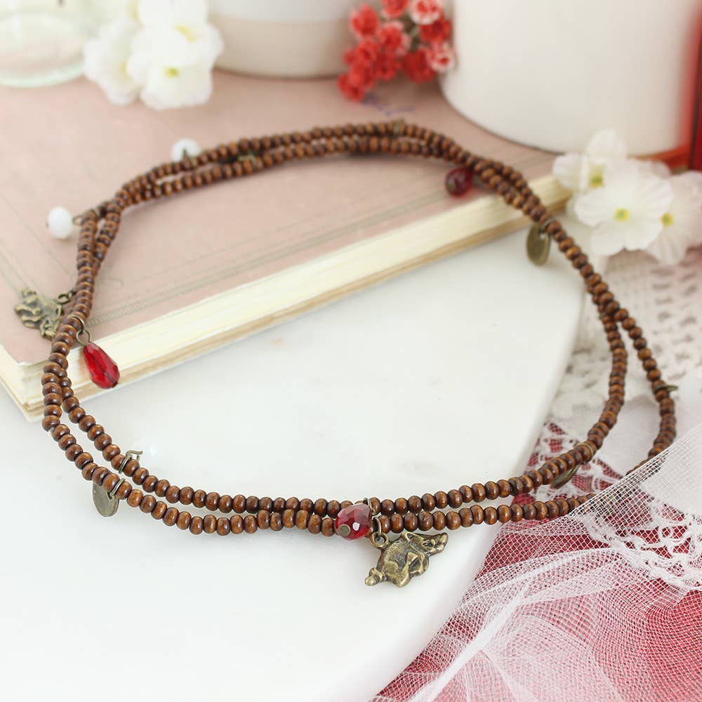 SBJ29 Arkansas 36" Wood Bead Stretch Necklace-Bracelet