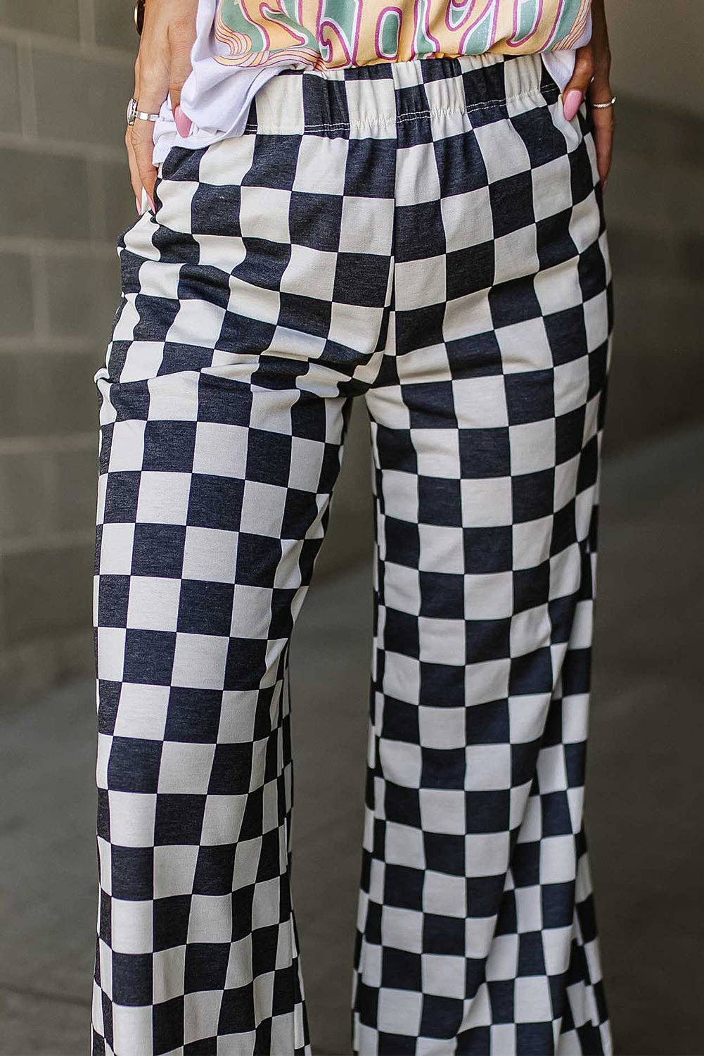 SB324 Checker Wide Leg Pants