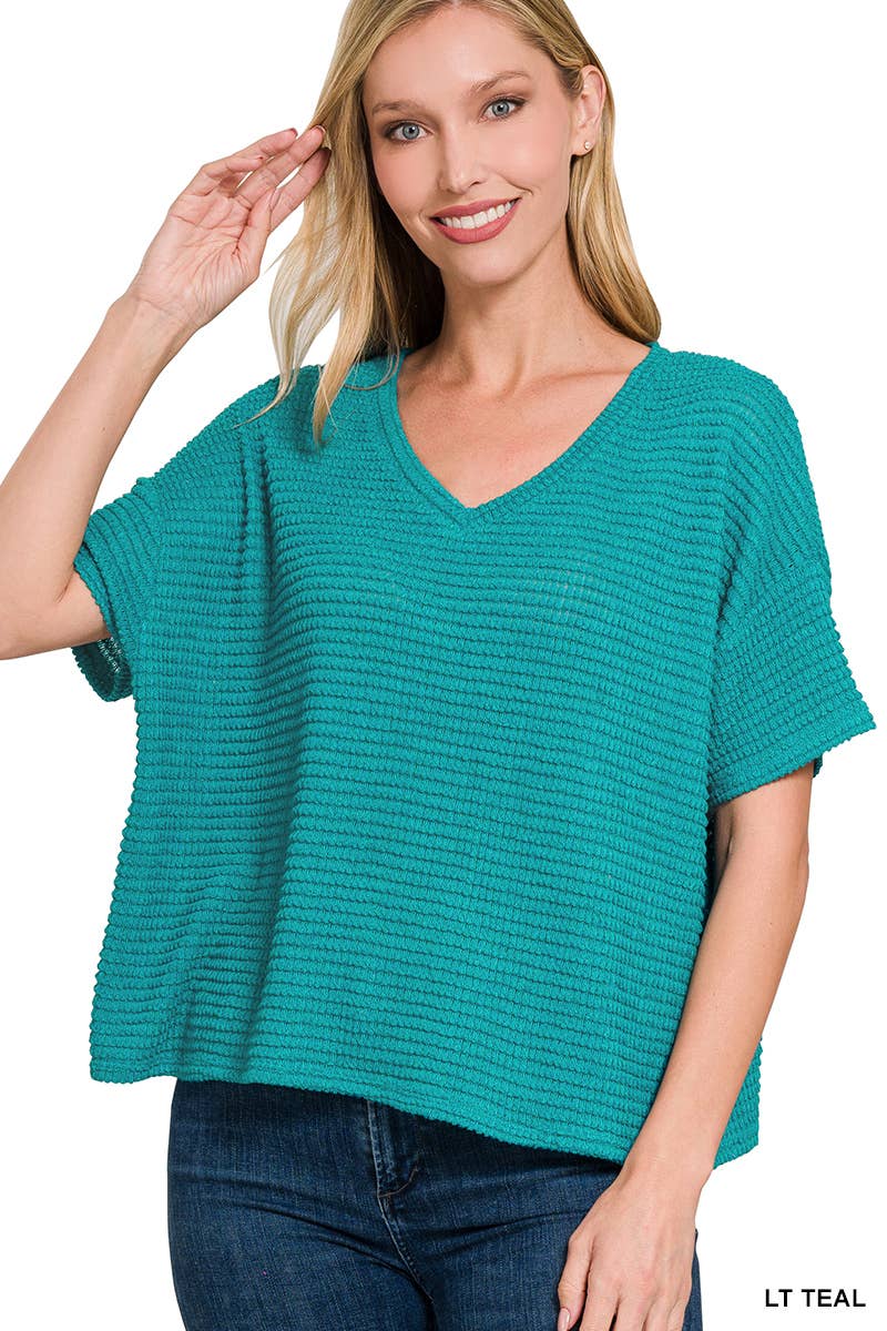 Drop Shoulder Waffle Top