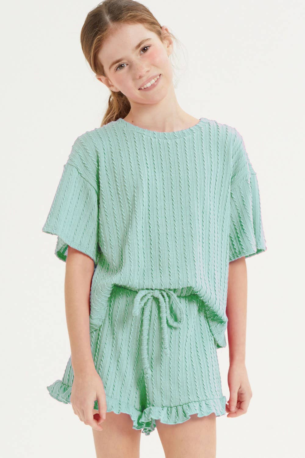 SBM2 Embossed Ribbed Knit Ruffle Set