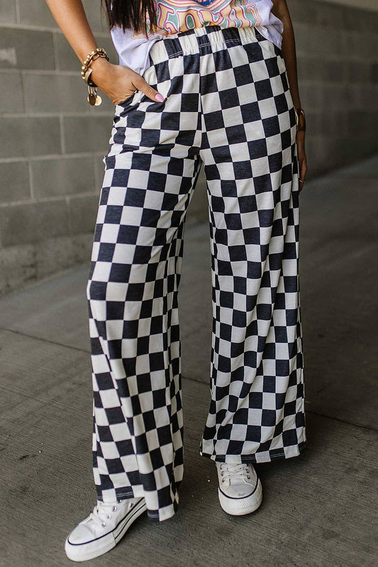 SB324 Checker Wide Leg Pants