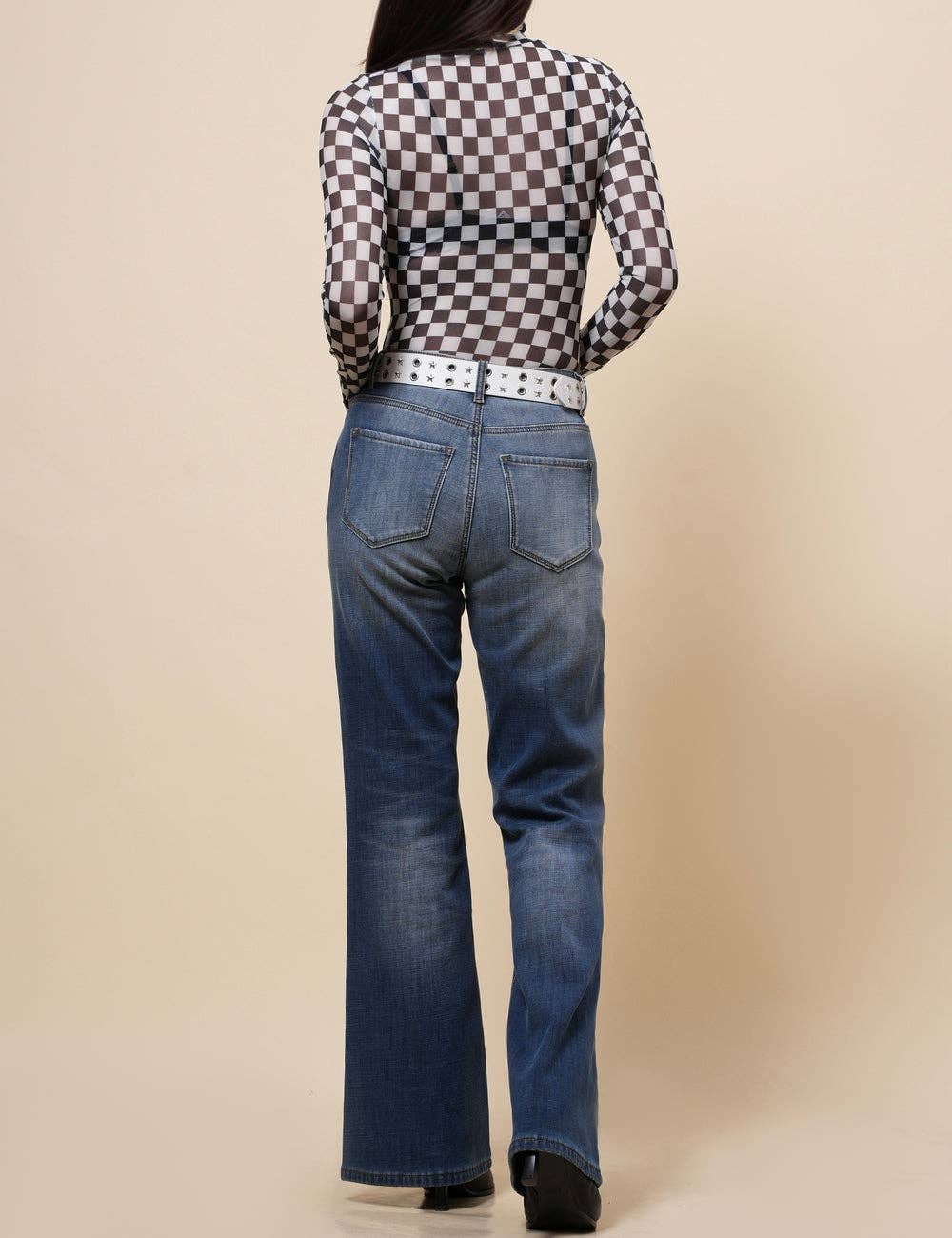 Sheer Grid Print Layering Bodysuit