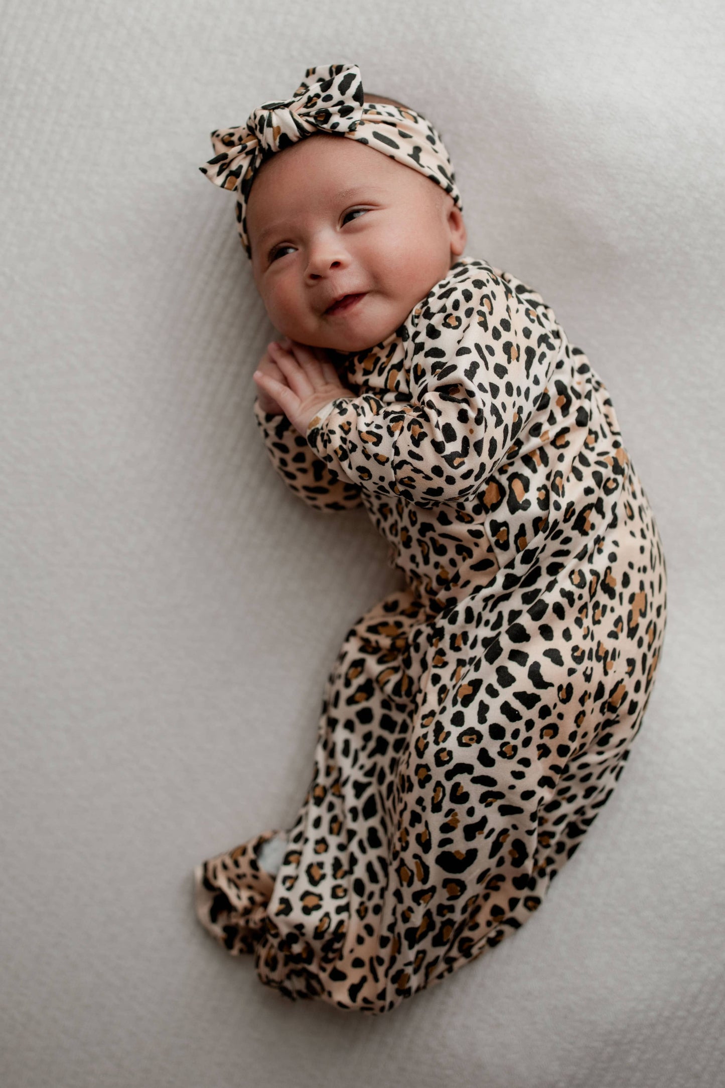 Leopard Knotted Gown: Gown & Bow