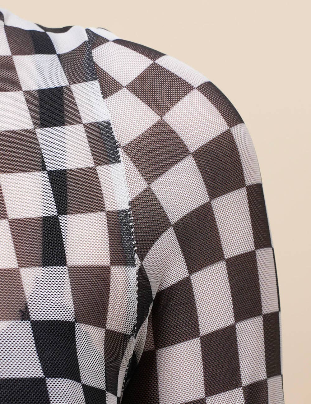 Sheer Grid Print Layering Bodysuit