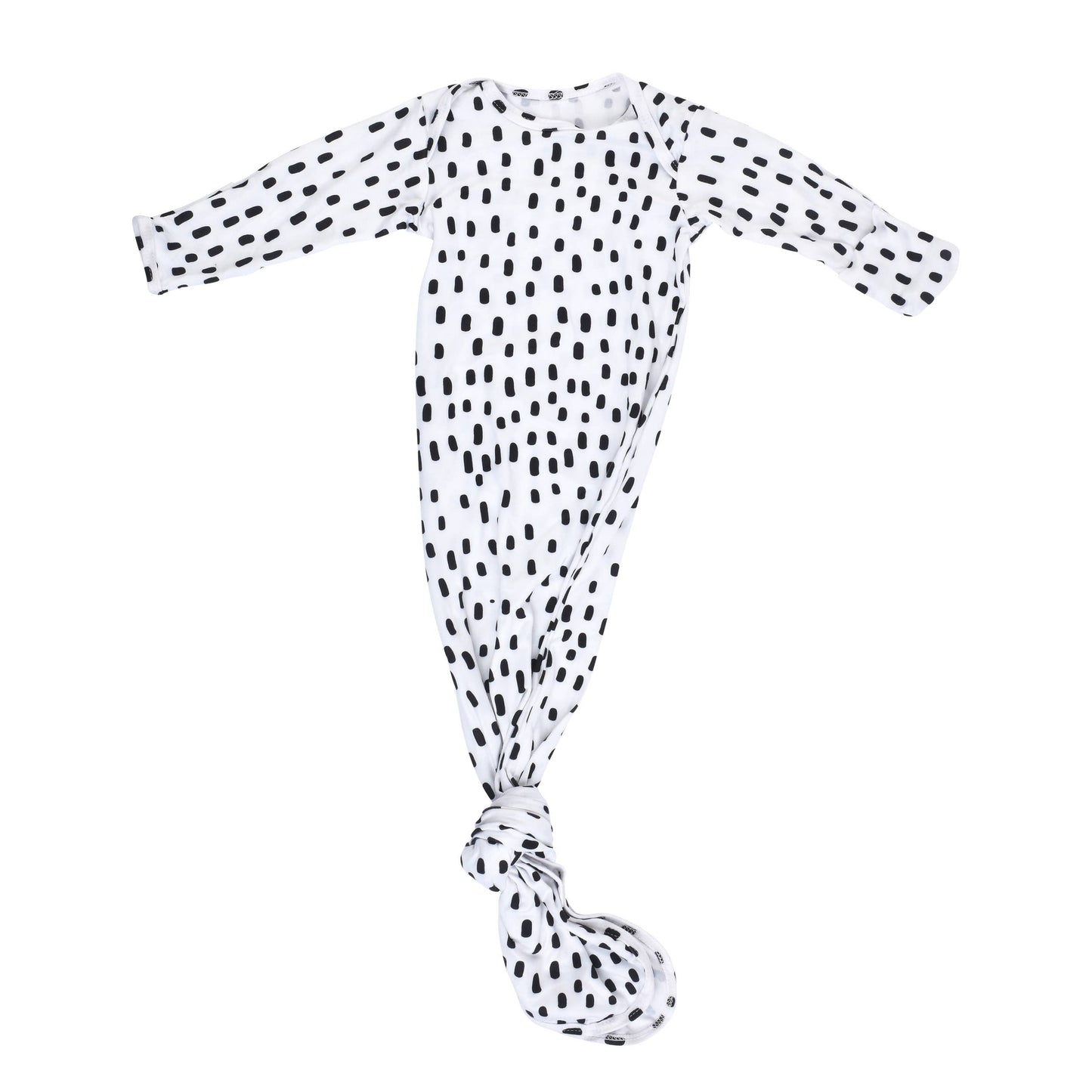 Black & White Poka Dot Knotted Infant Gown: Gown & Bow
