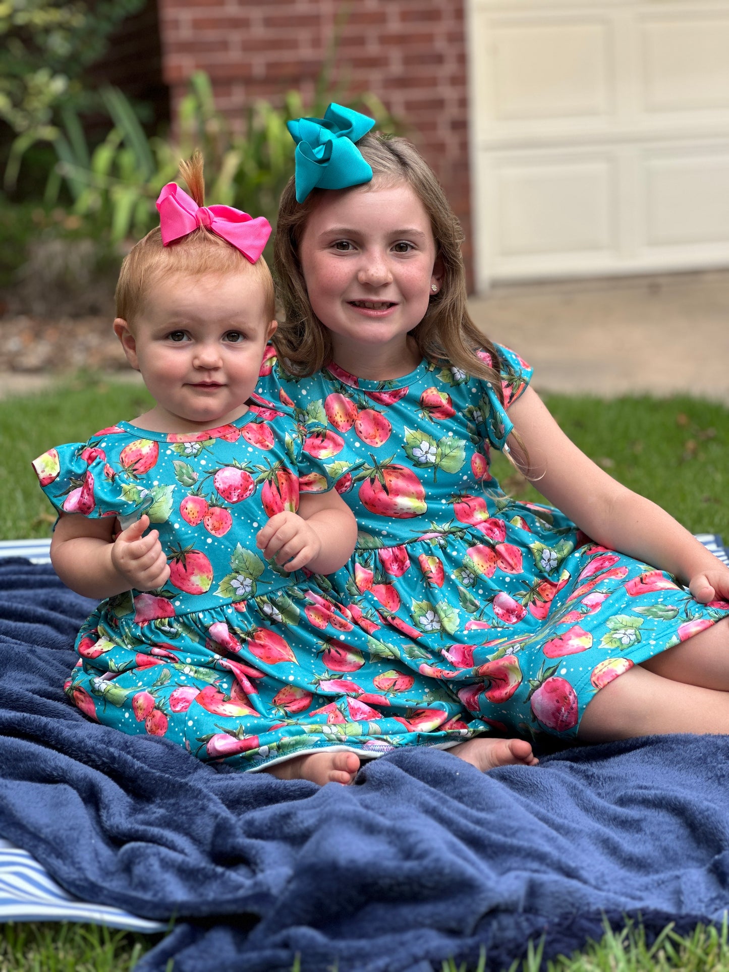 Girls’ Strawberry Flutter Sleeve Spring Dress