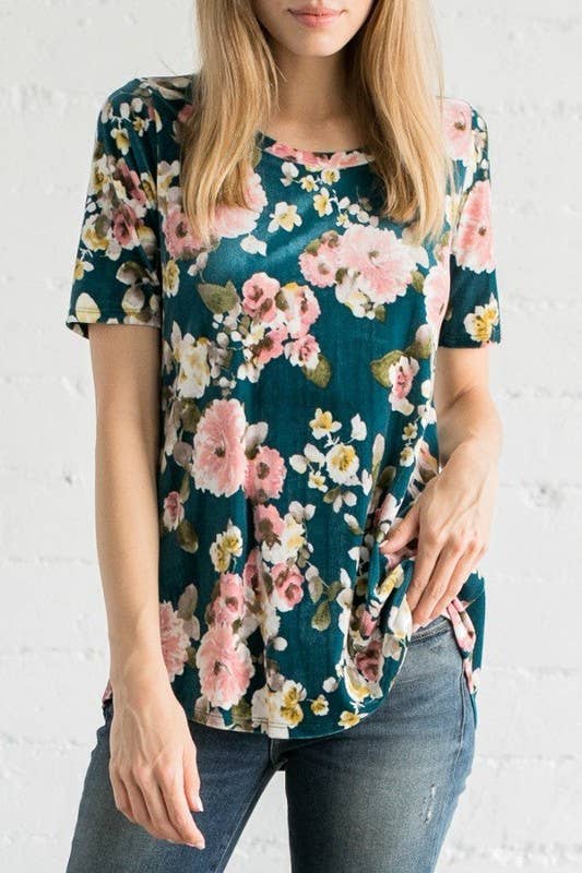 SBB495 VELVET FLORAL TOP