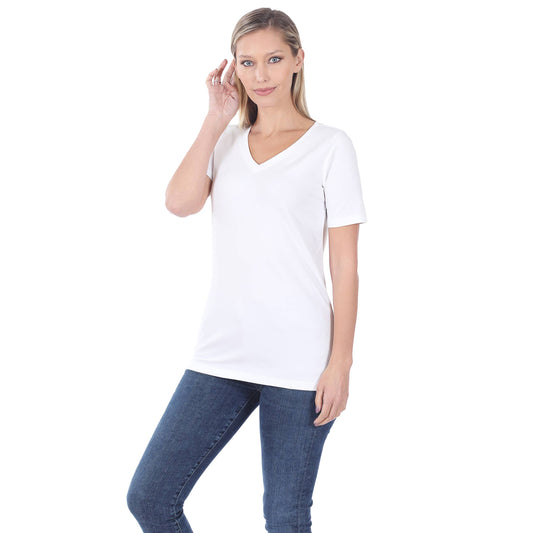 CLASSIC COTTON V-NECK WHITE T-SHIRT