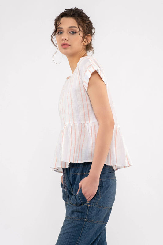 BACK BUTTON STRIPED TOP
