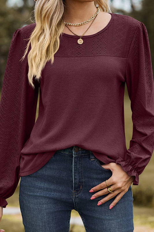 SB169 Waffle Knit Long Sleeve Top