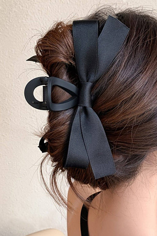 SBA2 Ribbon Bow Hair Clip: ONE SIZE / Black