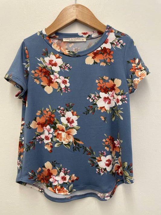 BLUE KIDS FLORAL TEE