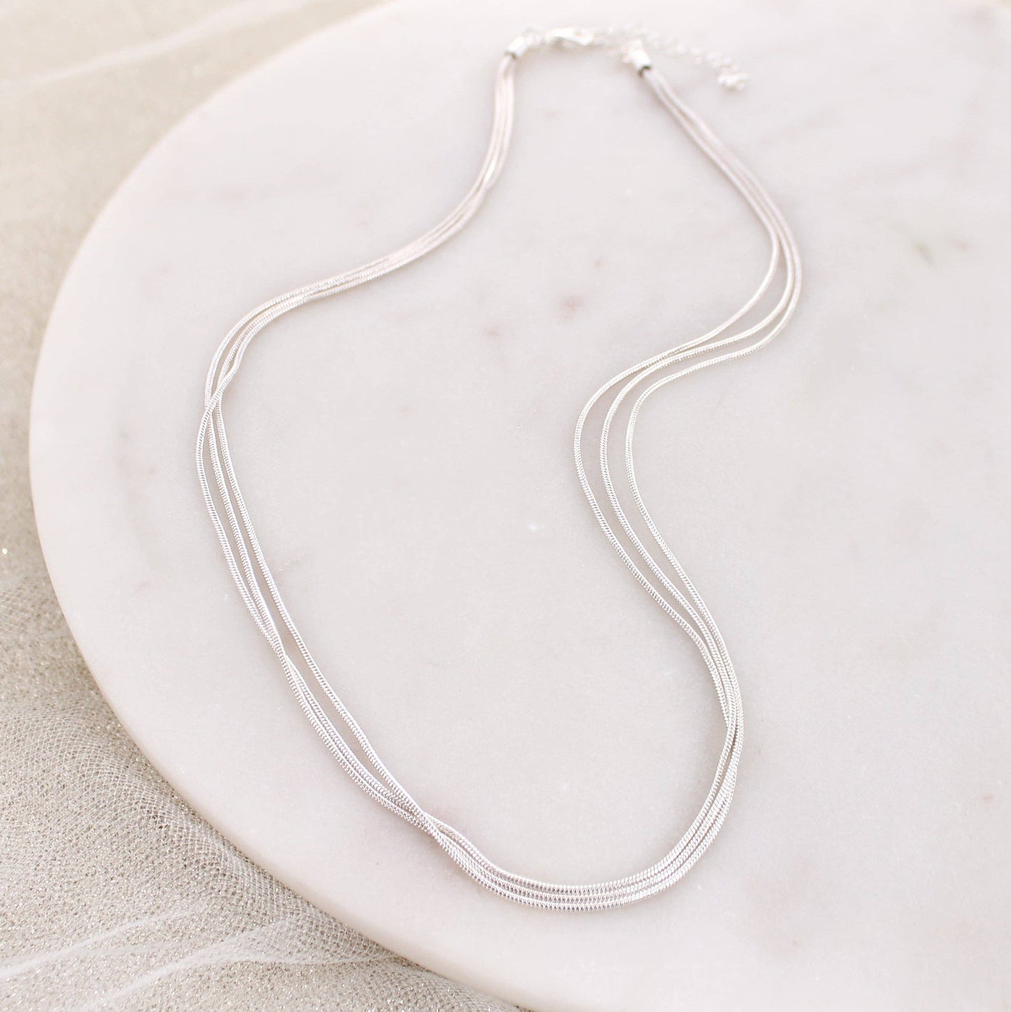 SBJ41 18" Silver 3-Strand Chain Necklace