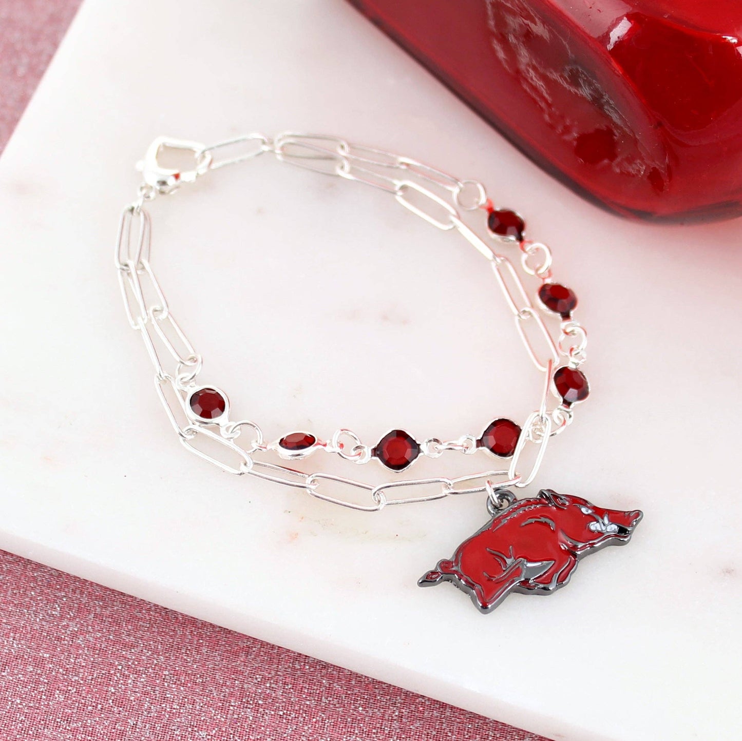 SBJ39 Arkansas Paperclip Chain Logo Bracelet