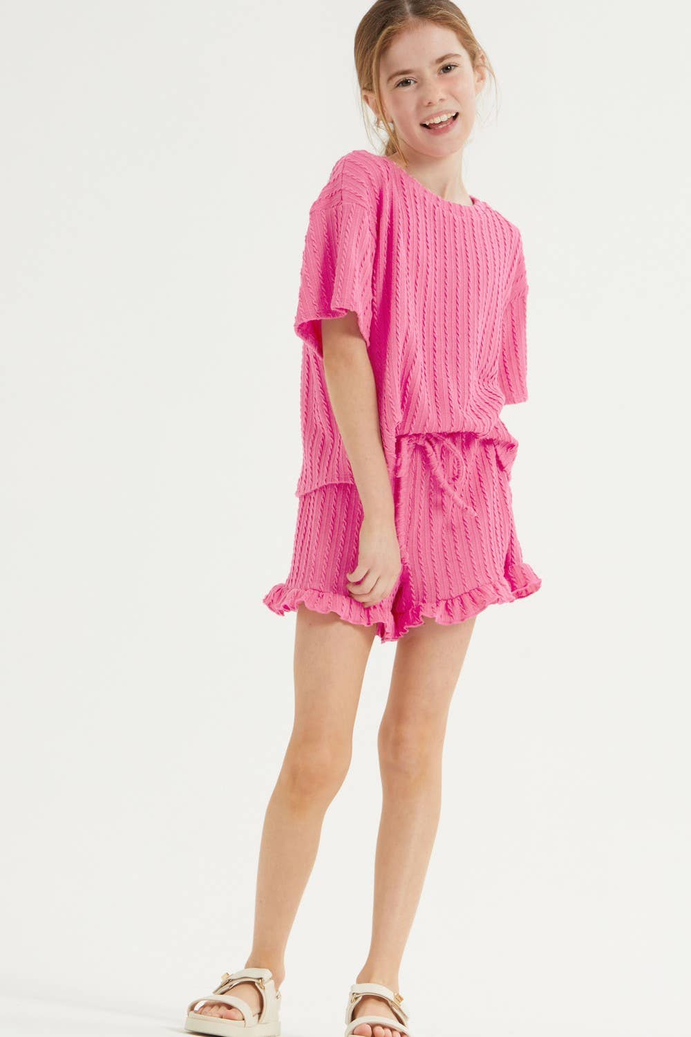 SBM2 Embossed Ribbed Knit Ruffle Set