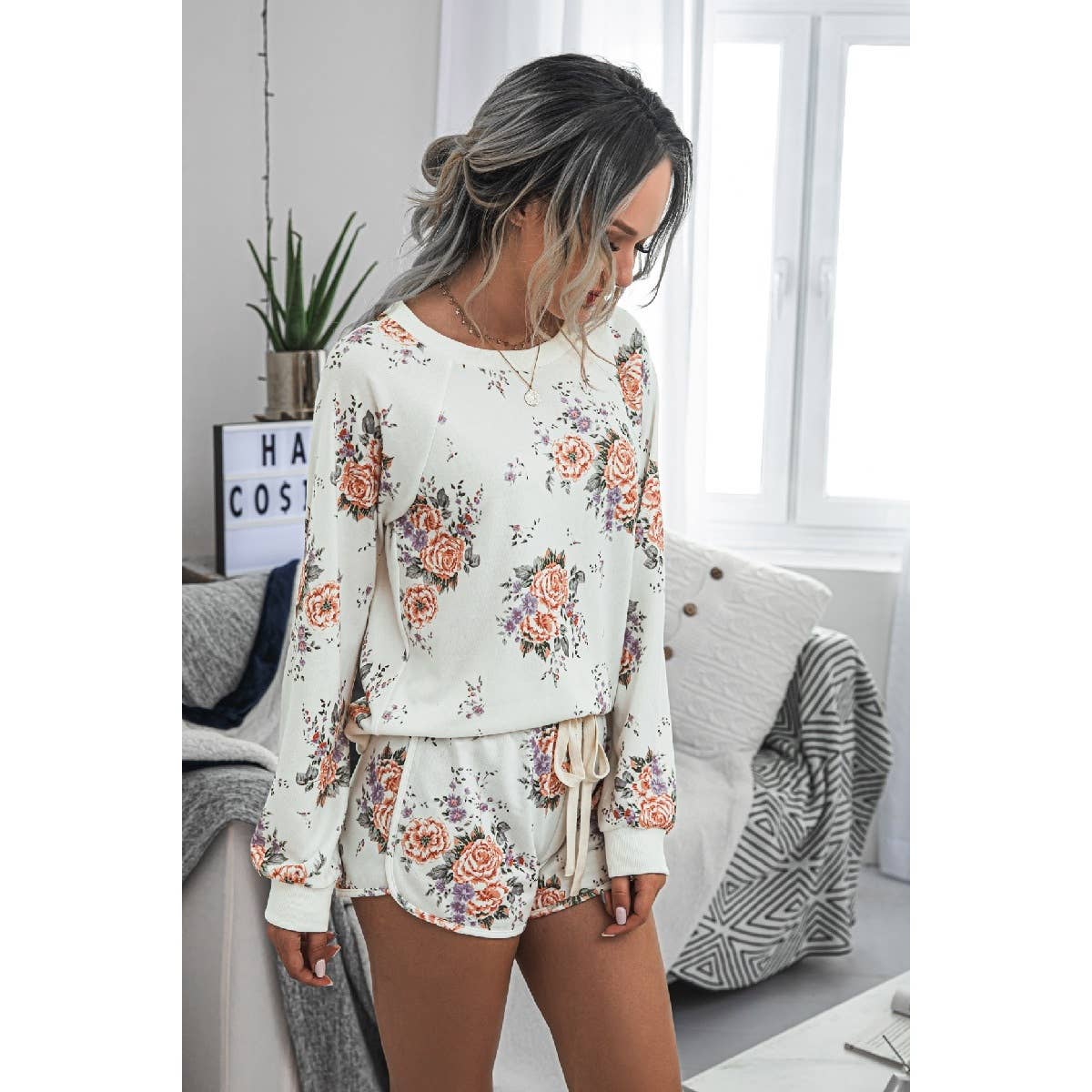 SB132 Floral French Terry Lounge Set