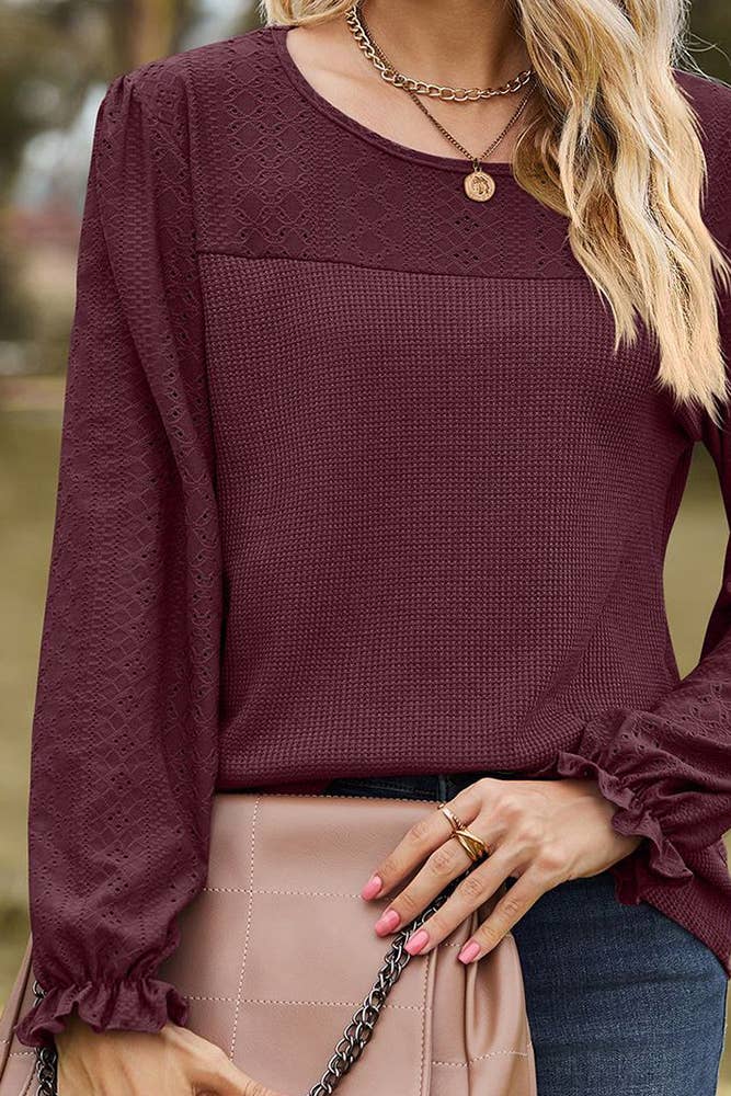 SB169 Waffle Knit Long Sleeve Top