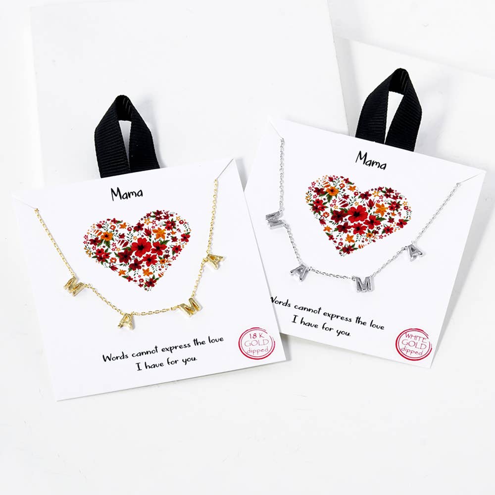 SB95 White Gold-Dipped MAMA Necklace