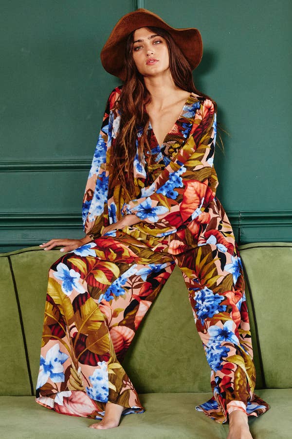 SB330 Floral Deep Vee Romper