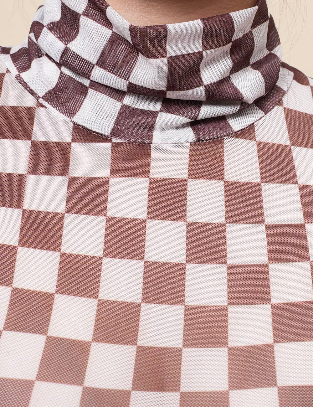 Sheer Grid Print Layering Bodysuit