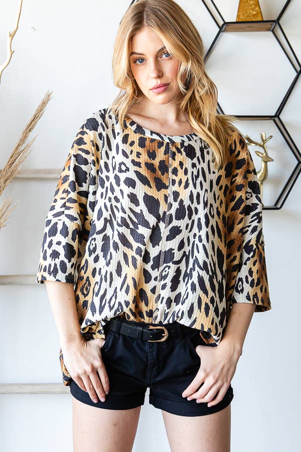 SBB9970 Ombre Animal Print Oversized Top