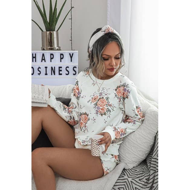 SB132 Floral French Terry Lounge Set