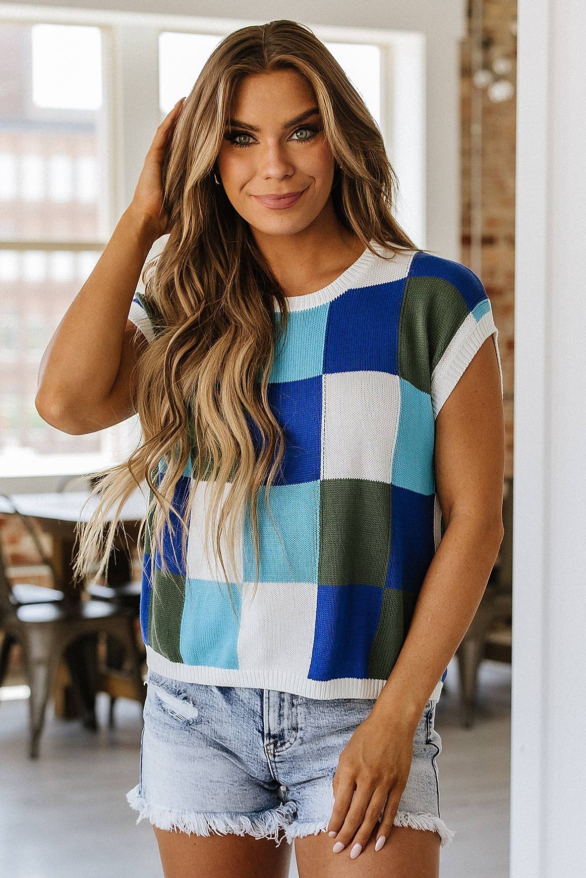 SB288 Bryant Checkered Sweater Vest